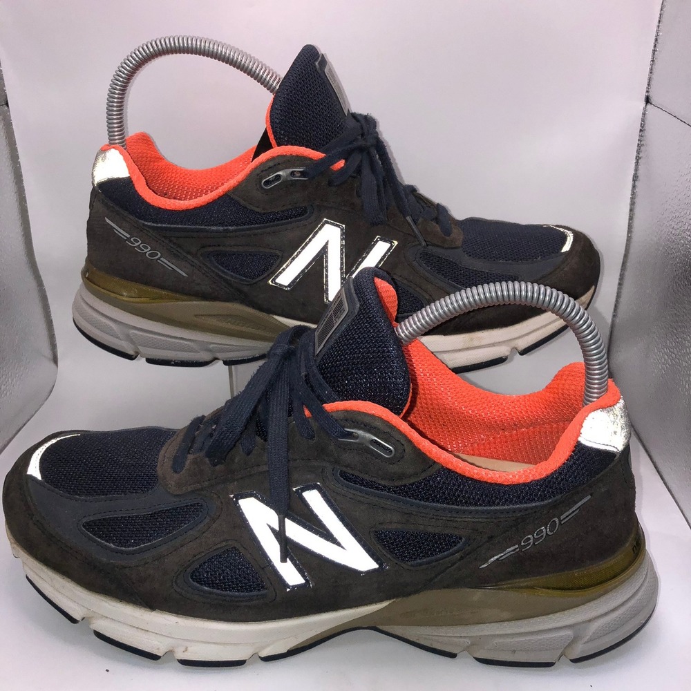 New Balance 990v4 Made in USA Brown Navy Orange M990sb4 Mens Running Shoes